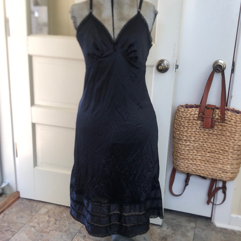 Vintage Size 36 Black Slip Dress Sears